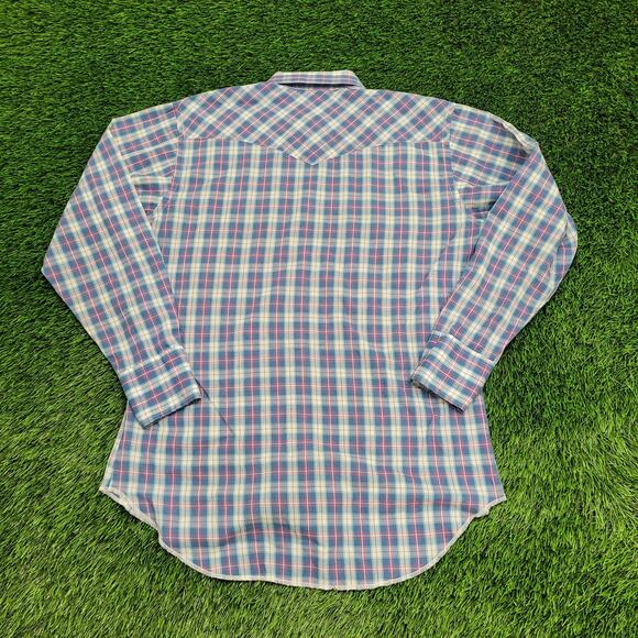 Vintage 80s Wrangler Western Plaid Shirt M 15.5 21x31 Cowboy - Picture 3 of 11